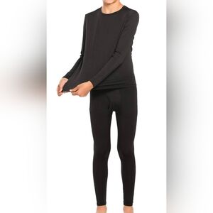 ViCherub Boy's 2-Pack Thermal Base Layer Underwear Set Long Johns Black Small